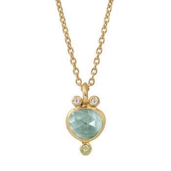 Forgyldt collier med aquablå kvarts, peridot & zirkonia - Rabinovich